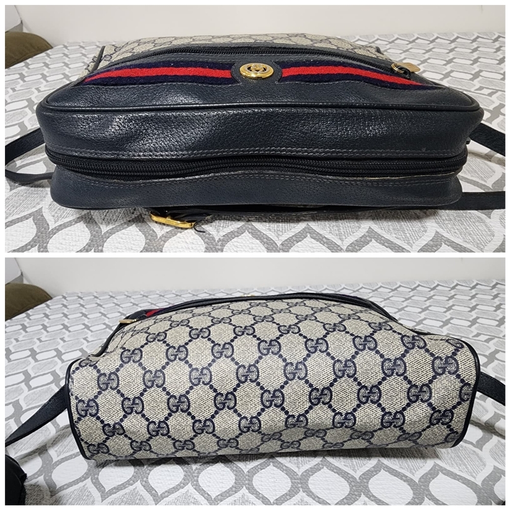 GUCCI Vintage Ophidia Shoulder Bag Navy Blue/Grey Shoulder - Picture 7 of 13